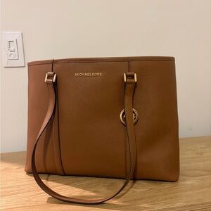 Michael Kors Cognac Saffiano Leather Tote with Gold Hardware